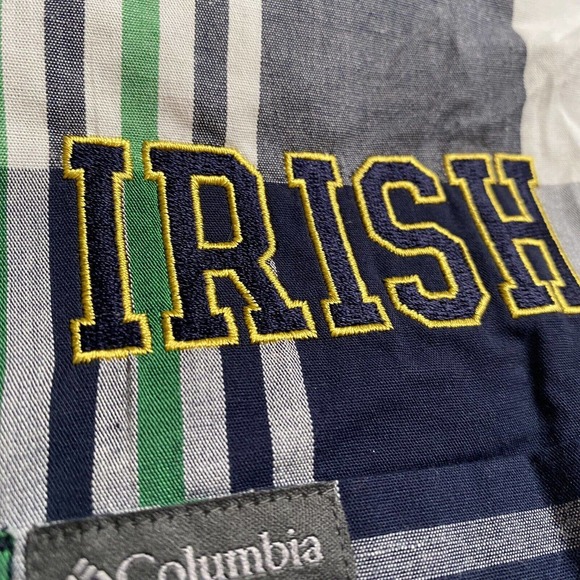 Columbia Notre Dame Fighting Irish LS Button Down Shirt Mens XL Plaid NWT - Picture 3 of 13